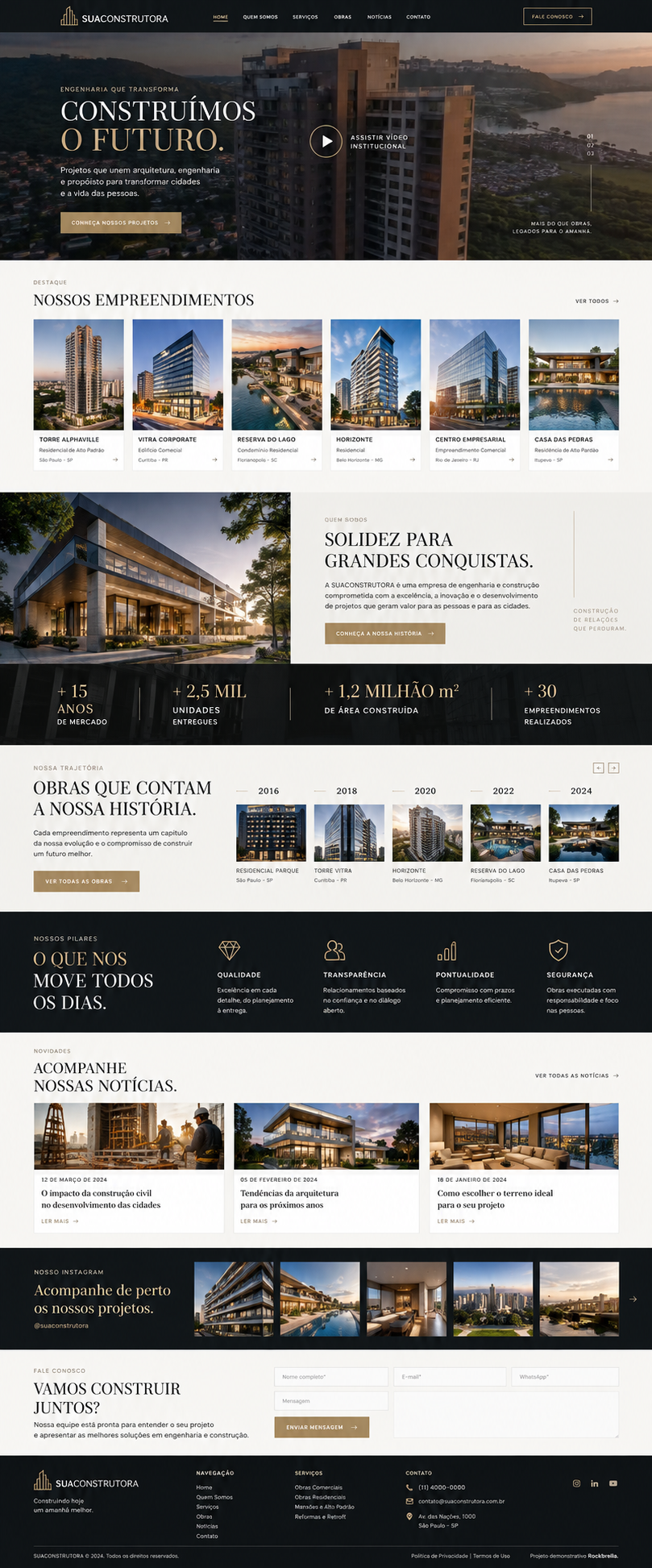 Modelo de site institucional para construtora